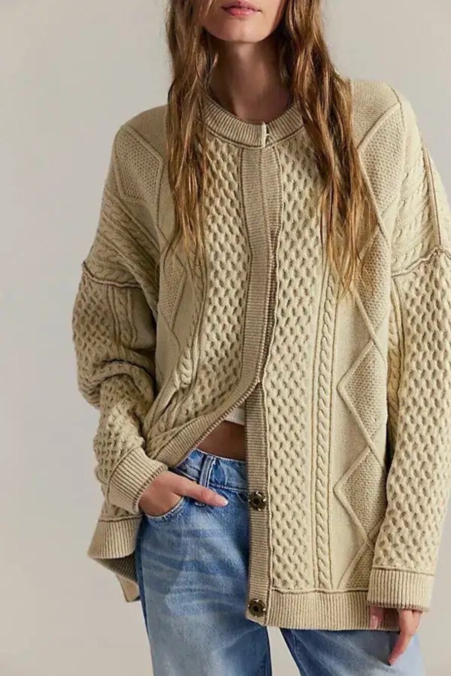 Free People Tennessee Cable Knit Cardigan, NWT, Size L